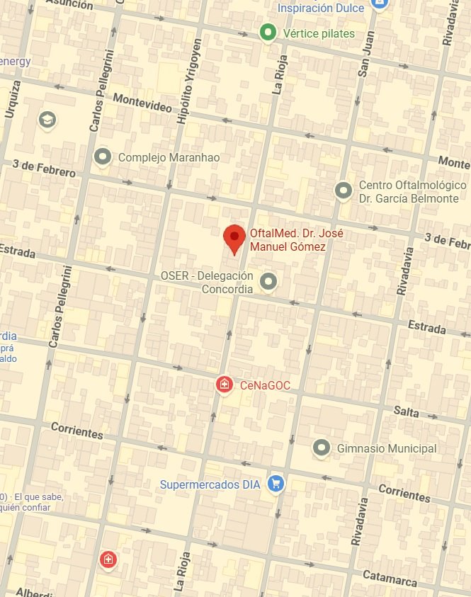 Ubicación de Oftalmed en La Rioja 922, Concordia, Entre Ríos